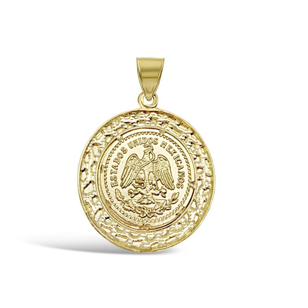 10K Yellow Gold 50 Pesos Mexican Coin Pendant Centenario