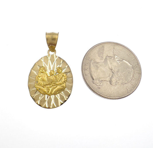 Holy Family Oval Pendant 10k Yellow Gold