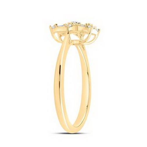 Baguette Diamond Flower Cluster Womens 10K Yellow Gold