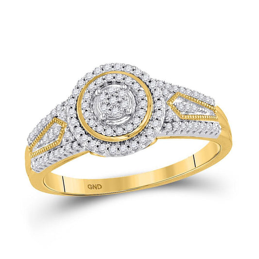 0.25ctw Diamond Halo Engagement Ring 10K Yellow White Gold