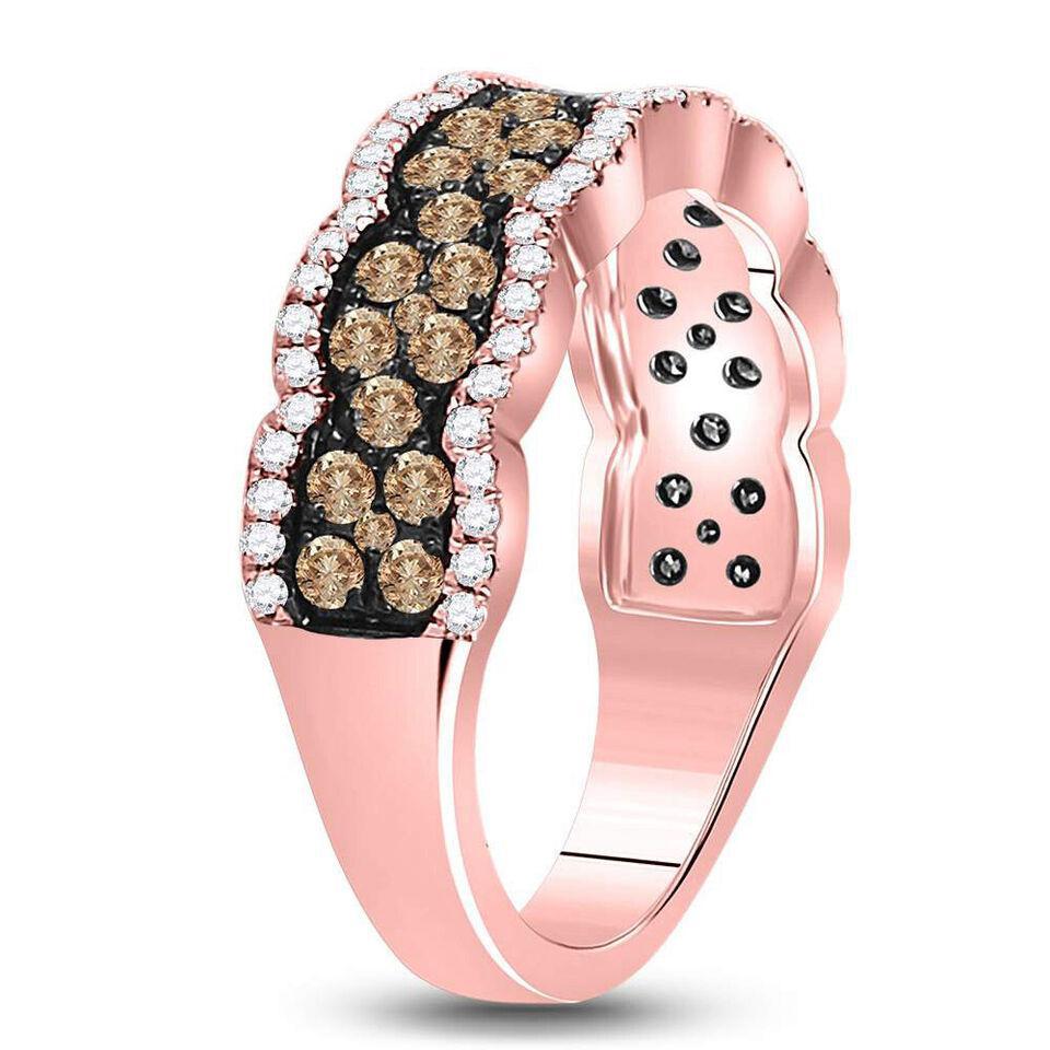 0.98ctw Brown Diamond Band Ring 14k Rose Gold