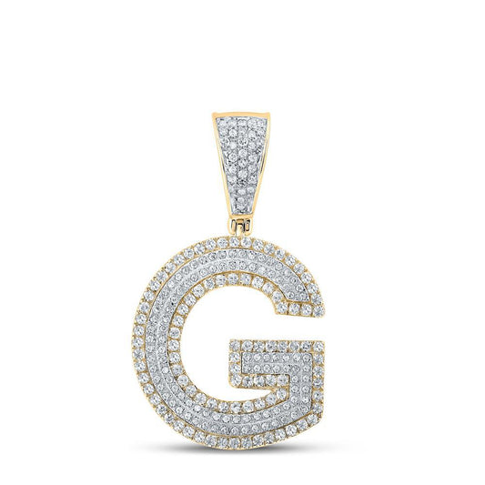 7/8Cttw Diamond Initial G Letter Charm 10k Two-tone Gold