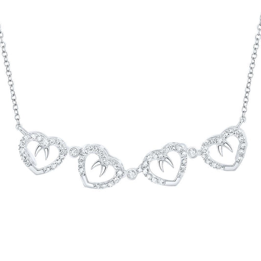 0.38ctw Diamond Clover Heart Necklace 10k White Gold Convertible Design