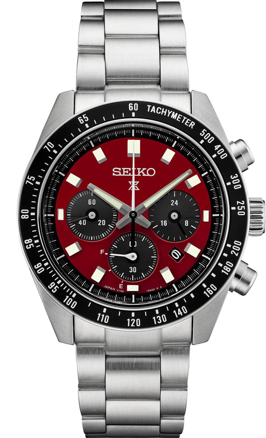 Seiko Prospex Speedtimer Solar Chronograph Red Dial Men's Watch SSC927