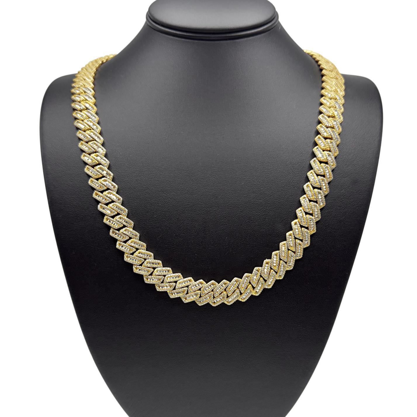 Iced Miami Cuban Link Chain Necklace 13.5mm Gold Plated 925 Sterling Silver