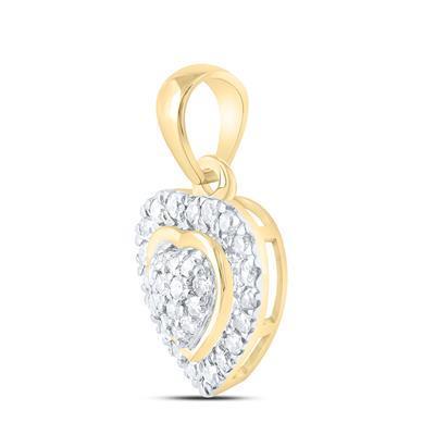 Diamond Double Heart Pendant 10K Yellow Gold