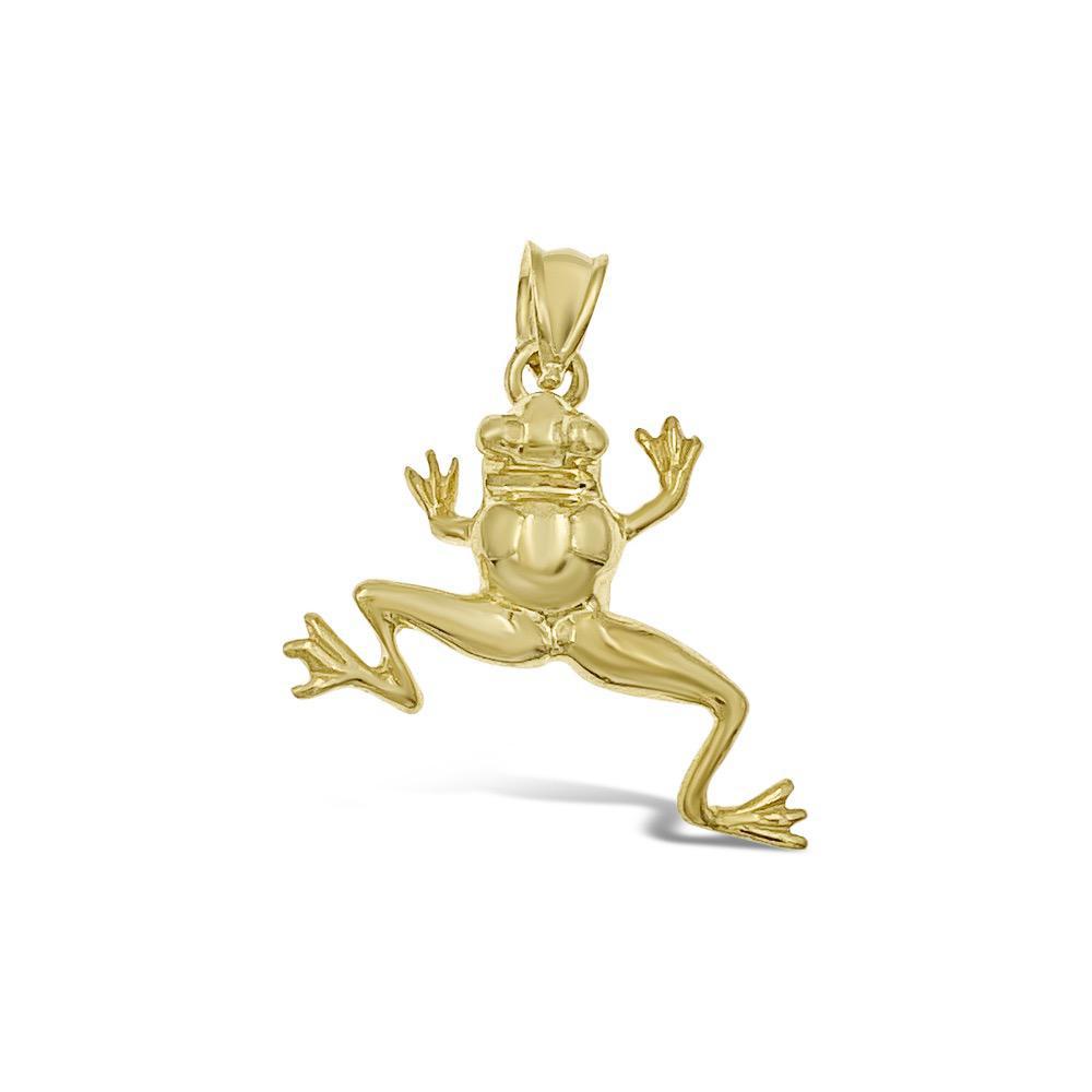 10k Yellow Gold Frog Pendant Animal Charm 1 inch