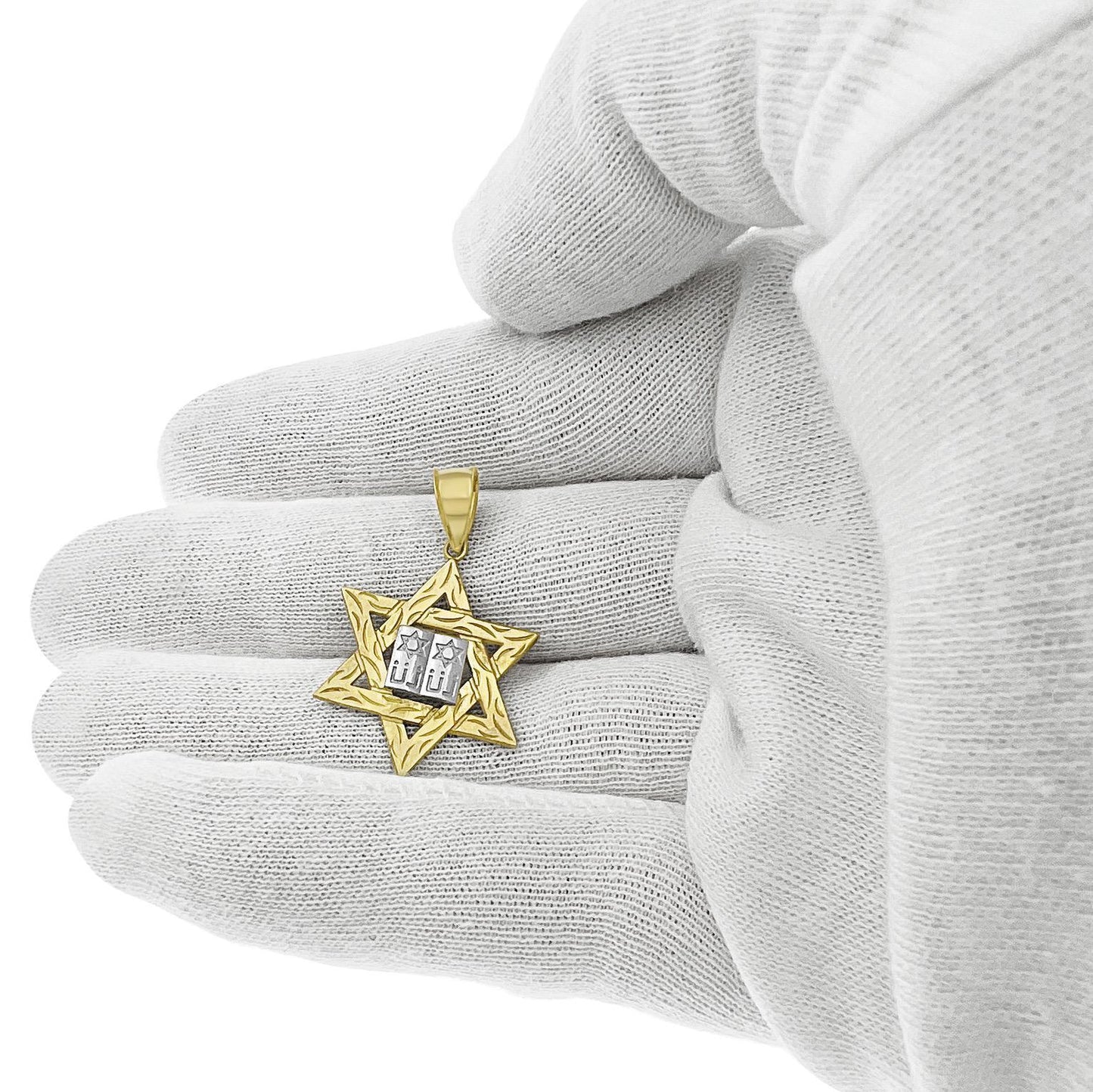 Star of David Torah Pendant 14k Gold Charm 1.3"