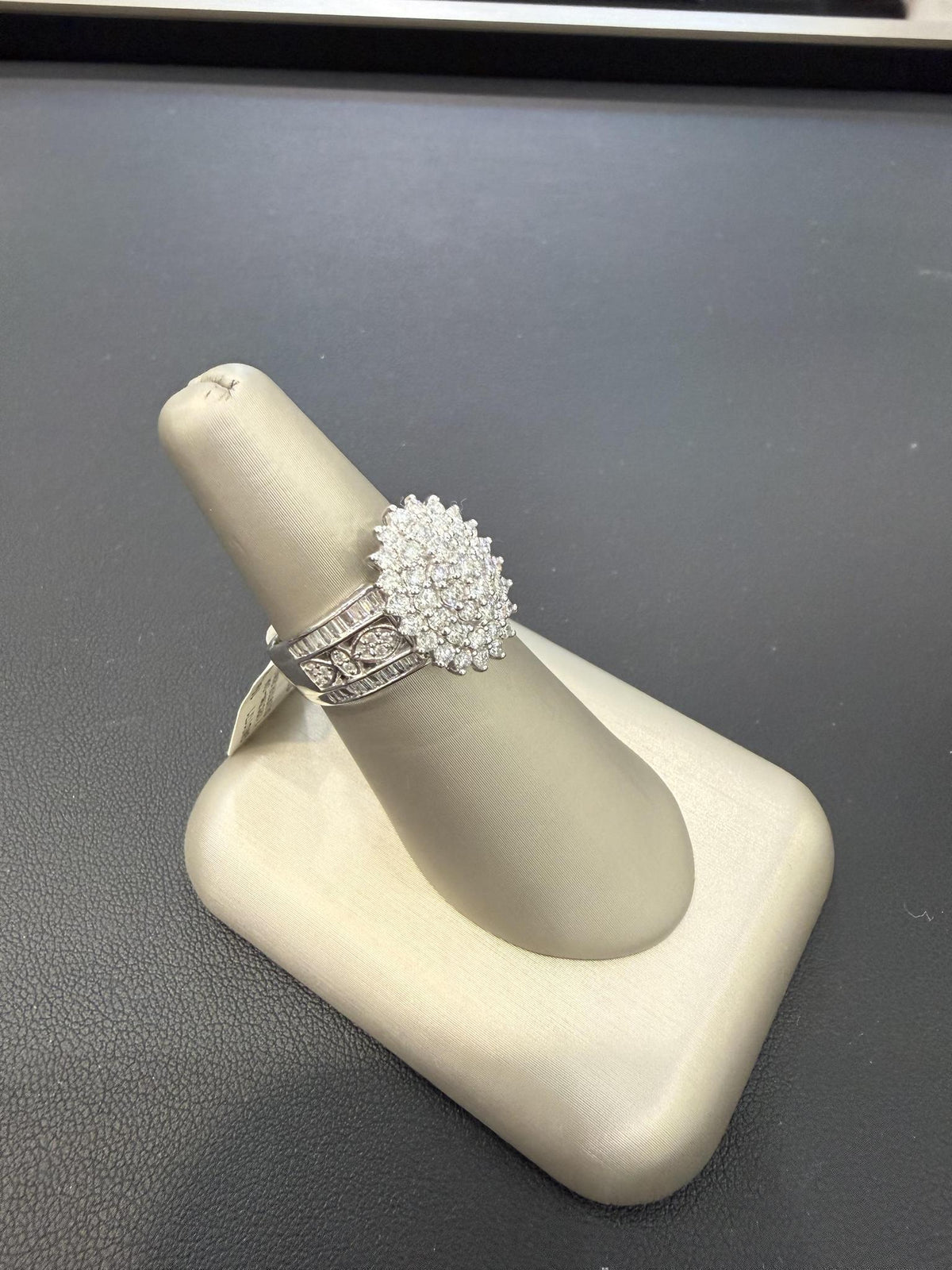 1.50ctw Diamond Oval Cluster Statement Ring 10K White Gold