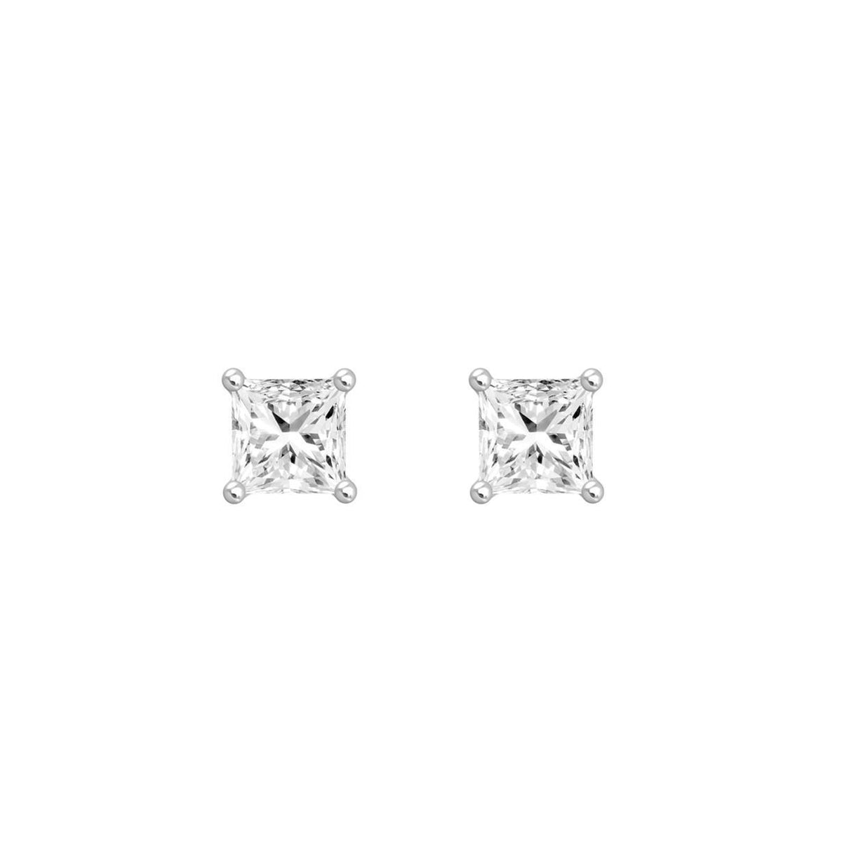 0.50ctw Princess Lab Grown Diamond Solitaire Stud Earrings 14k White Gold