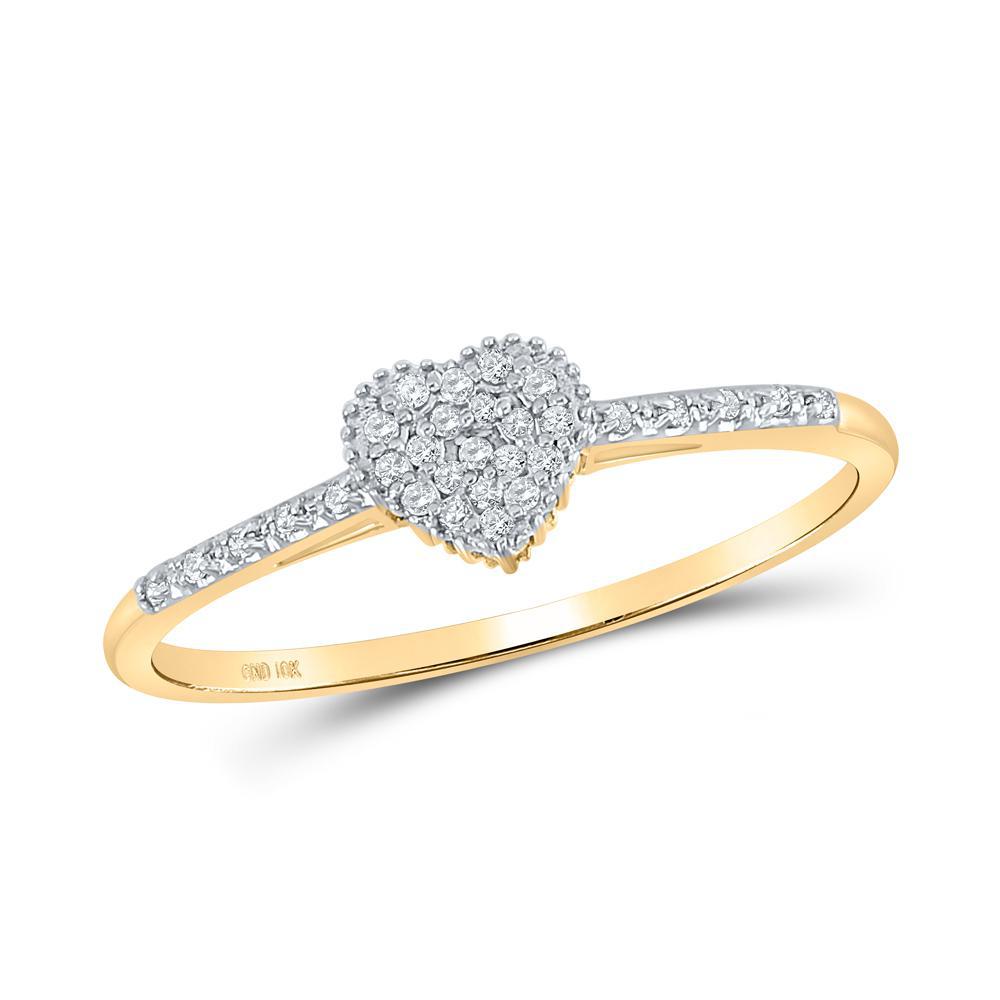 Diamond Heart Cluster Slender Promise Ring 10k Yellow Gold