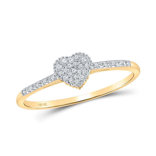 Diamond Heart Cluster Slender Promise Ring 10k Yellow Gold