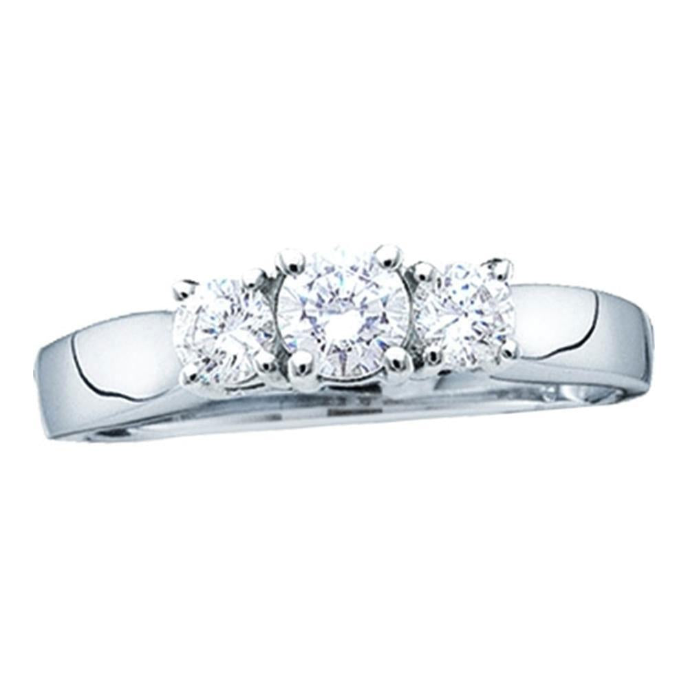 Three Stone Round Diamond Ring Bridal Wedding Engagement 14k White Gold 0.25cttw