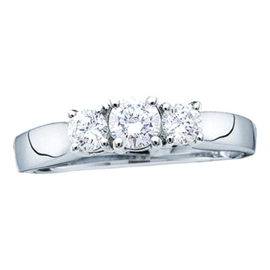 Three Stone Round Diamond Ring Bridal Wedding Engagement 14k White Gold 0.25cttw