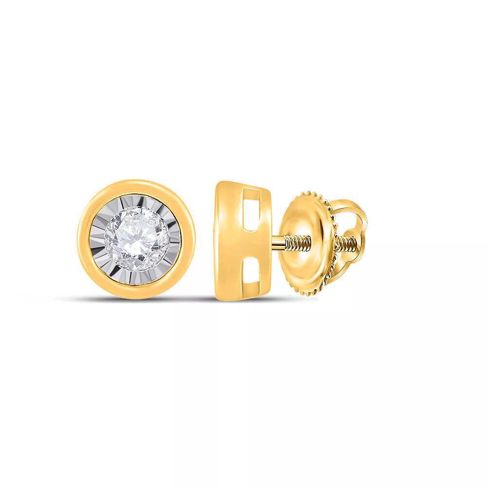 10kt Yellow Gold Round Diamond Solitaire Earrings