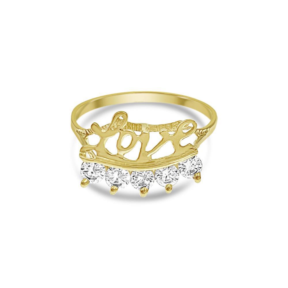 Love Ring 10k Yellow Gold Cz Band Size 9
