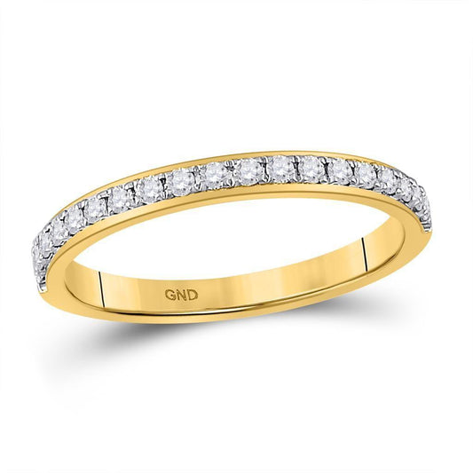 14kt Yellow Gold Womens Round Diamond Wedding Single Row Band 1/4 Cttw