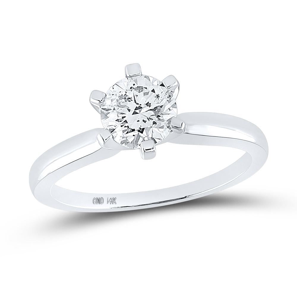 1.01ct Round Diamond Solitaire Engagement Ring 14k White Gold