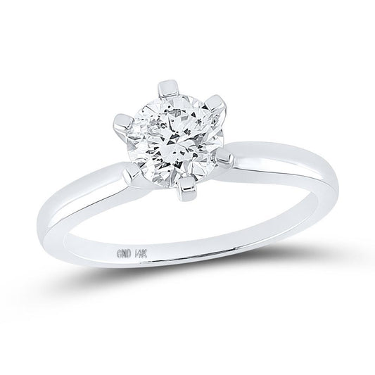 1.01ct Round Diamond Solitaire Engagement Ring 14k White Gold