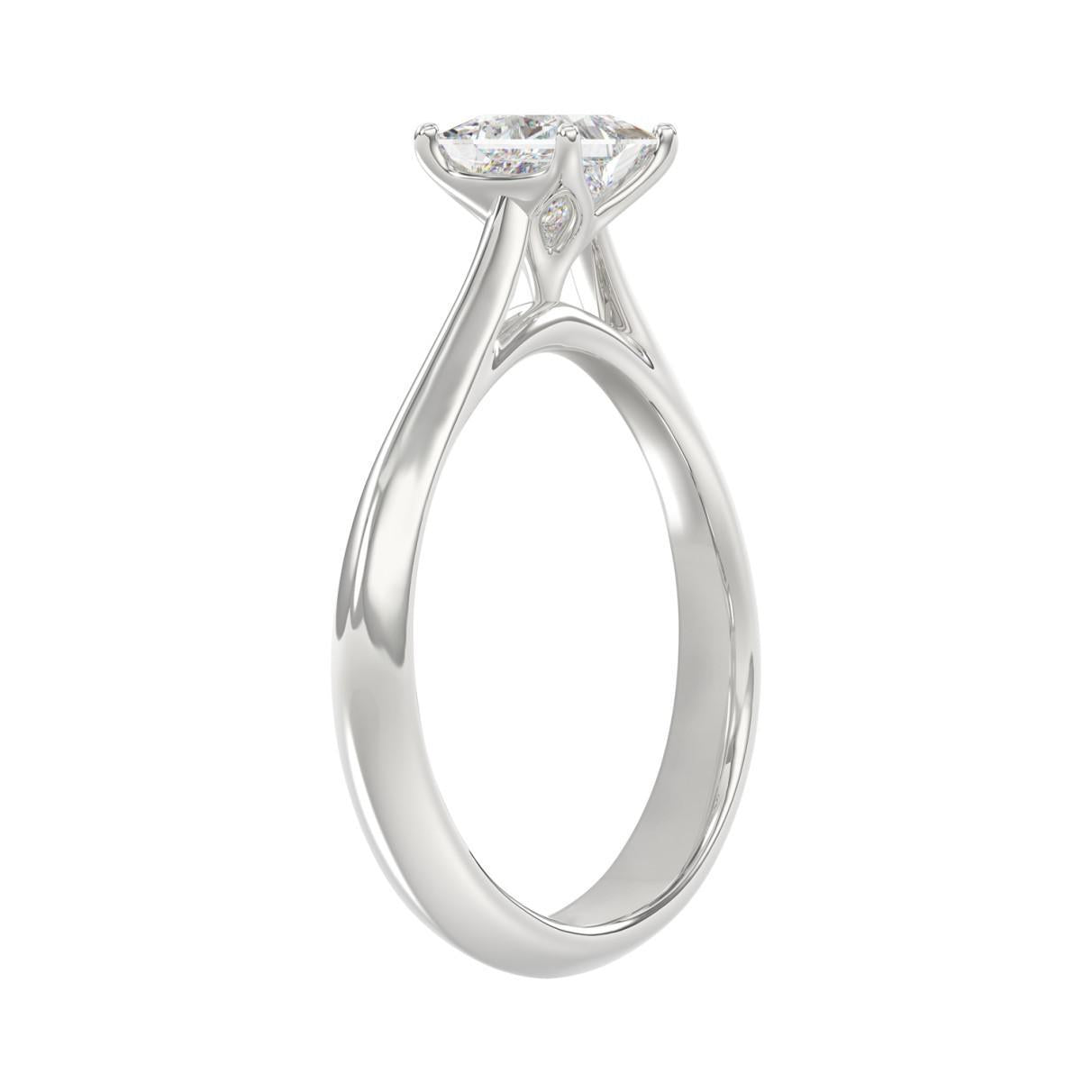 1 ct Lab Grown Princess Diamond Solitaire Engagement Ring 14k White Gold