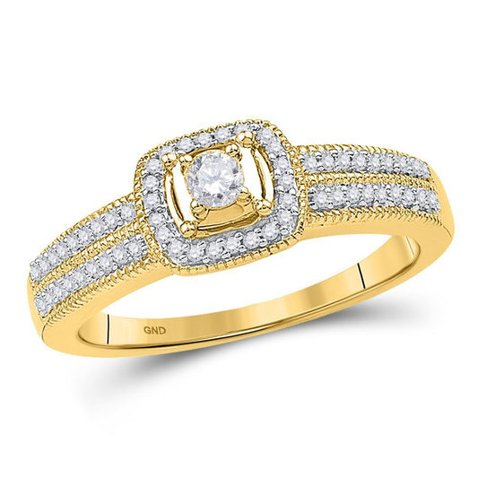0.25ctw Diamond Cushion Cluster Bridal Wedding Engagement Ring 10k Yellow Gold
