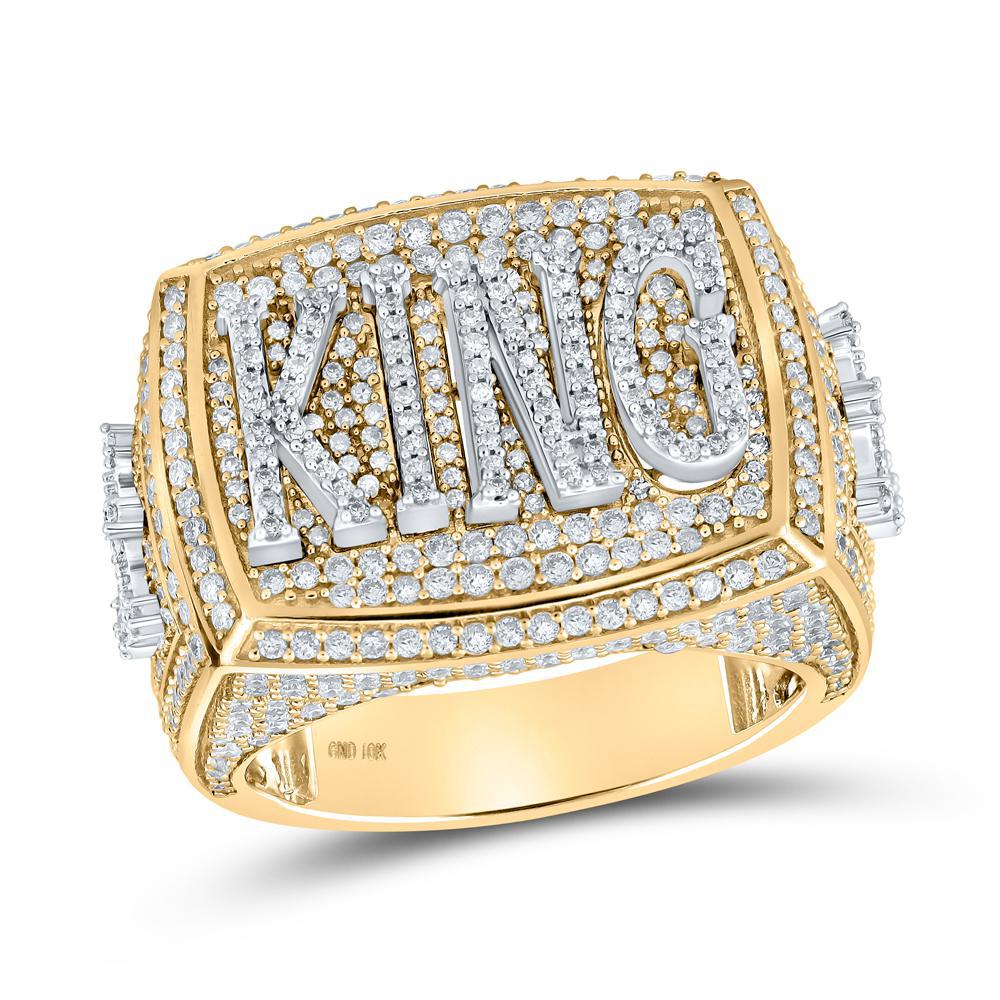 2.75 Cttw Diamond King Mens Signet Ring Band 10k Two Tone Gold