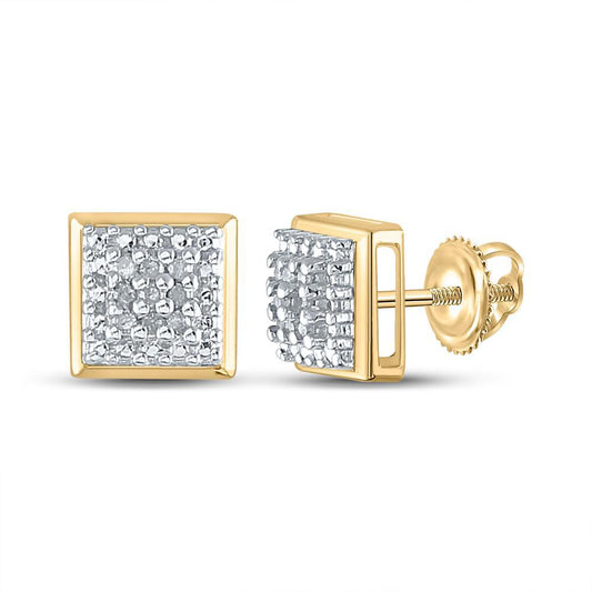 Diamond Stud Square Earrings 925 Sterling Silver