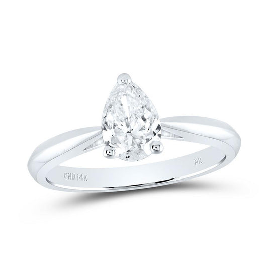 0.50 Ct Pear Diamond Solitaire Engagement Ring 14k White Gold Bridal Wedding