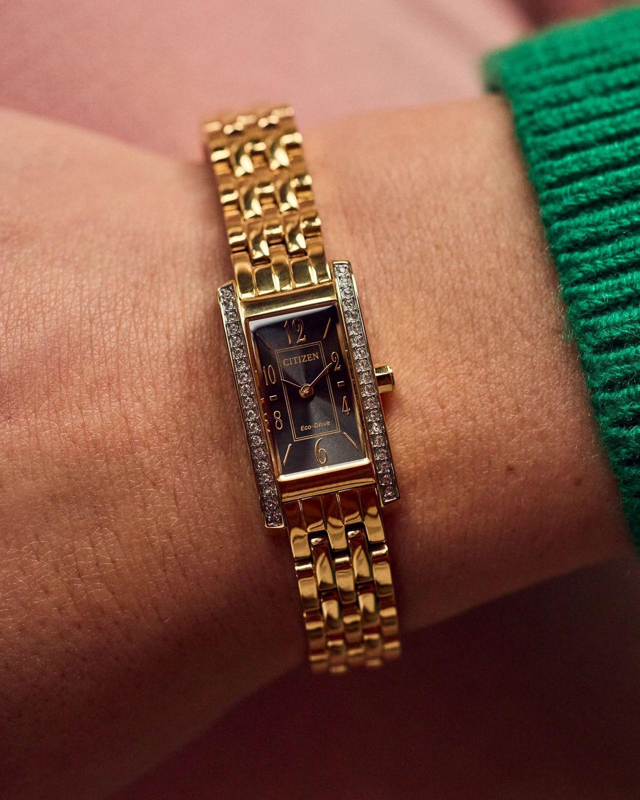 Citizen Petite Palidoro Crystals Black Dial Eco-Drive Womens Watch EG7112-59E
