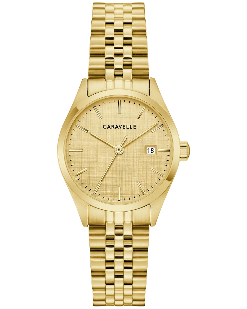 Caravelle Classic Gold tone Champagne Dial Womens Watch 44M117