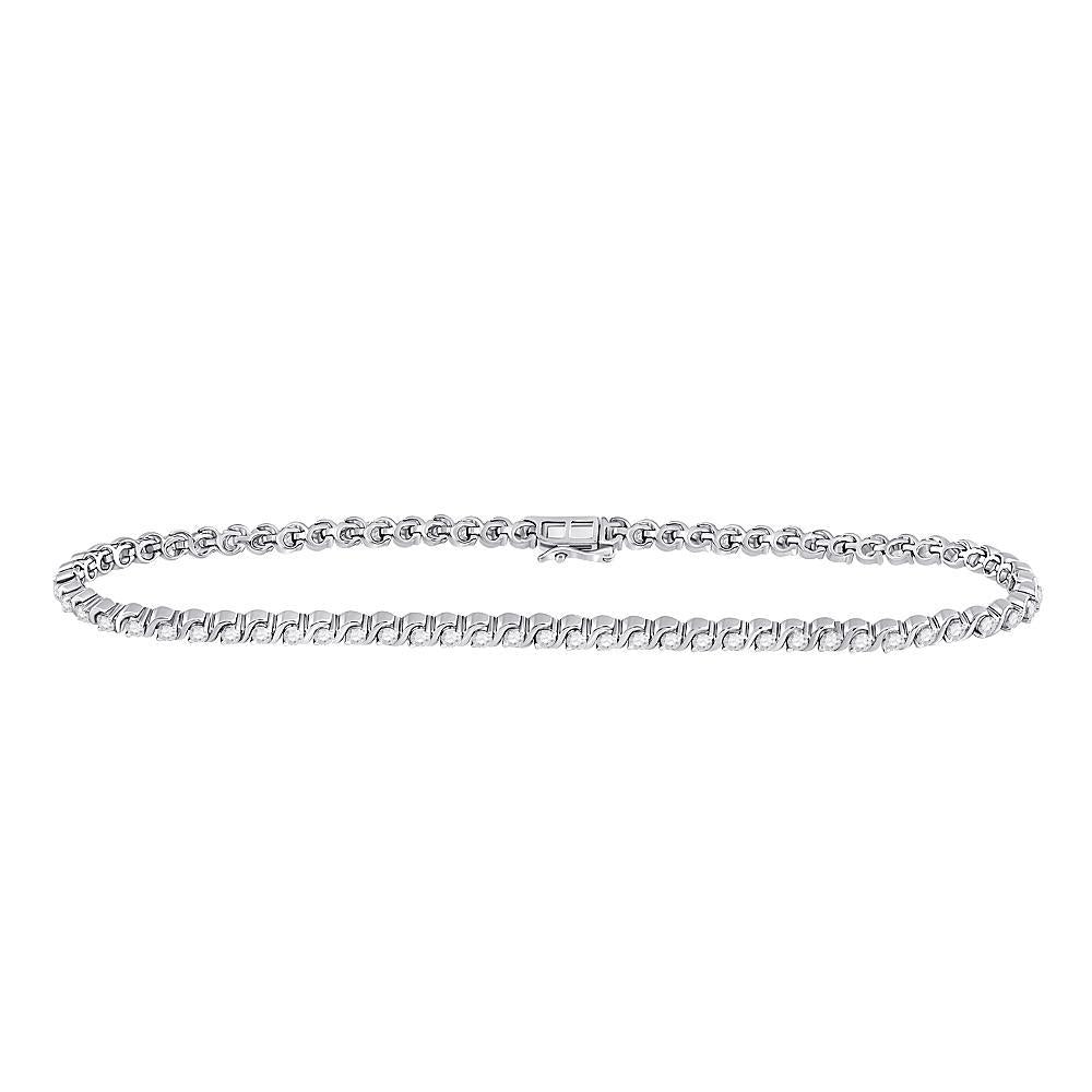 1 Cttw Round Diamond Tennis Bracelet Classic Womens 10k White Gold