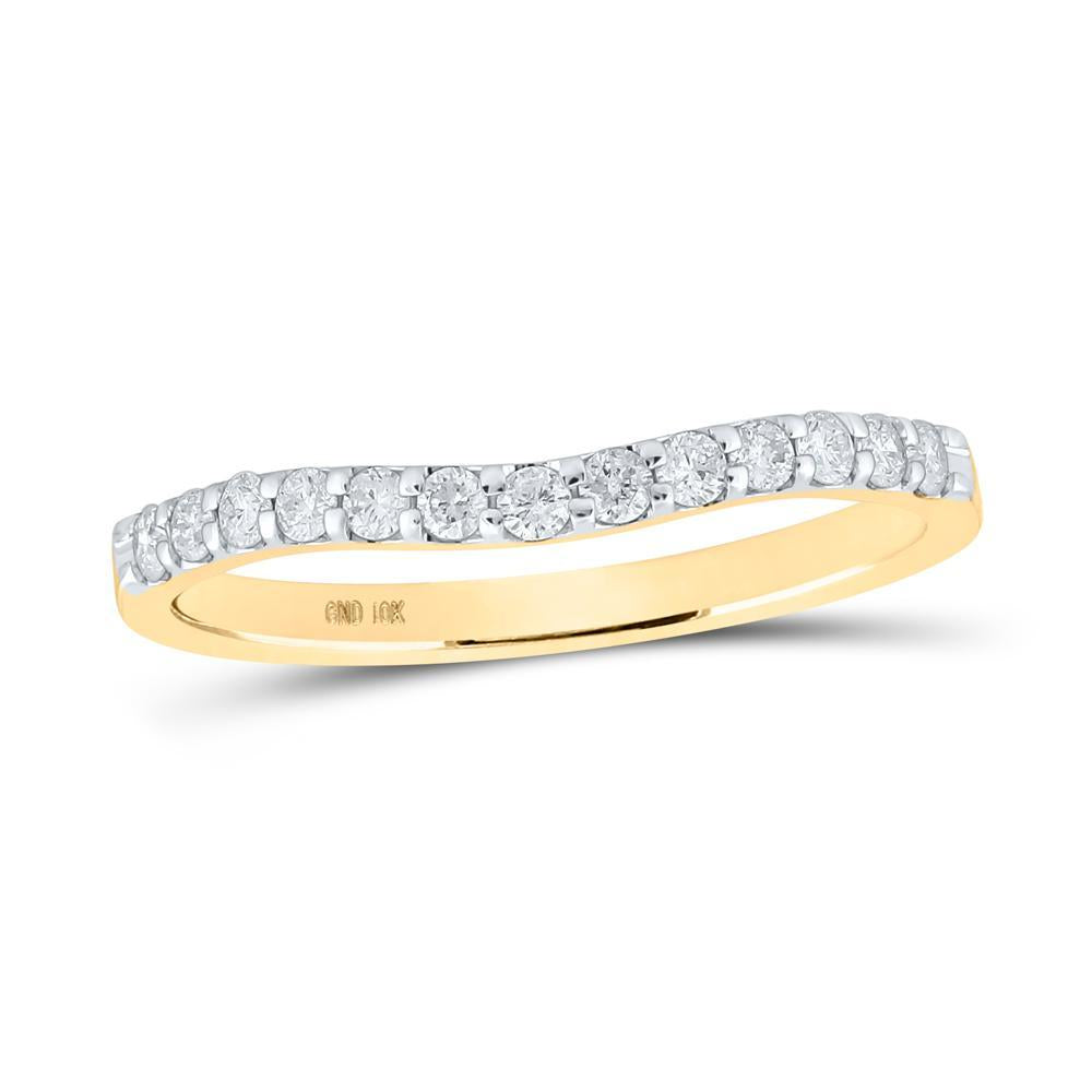 0.25 Diamond Curved Single Row Womens Ring 10K Yellow Gold