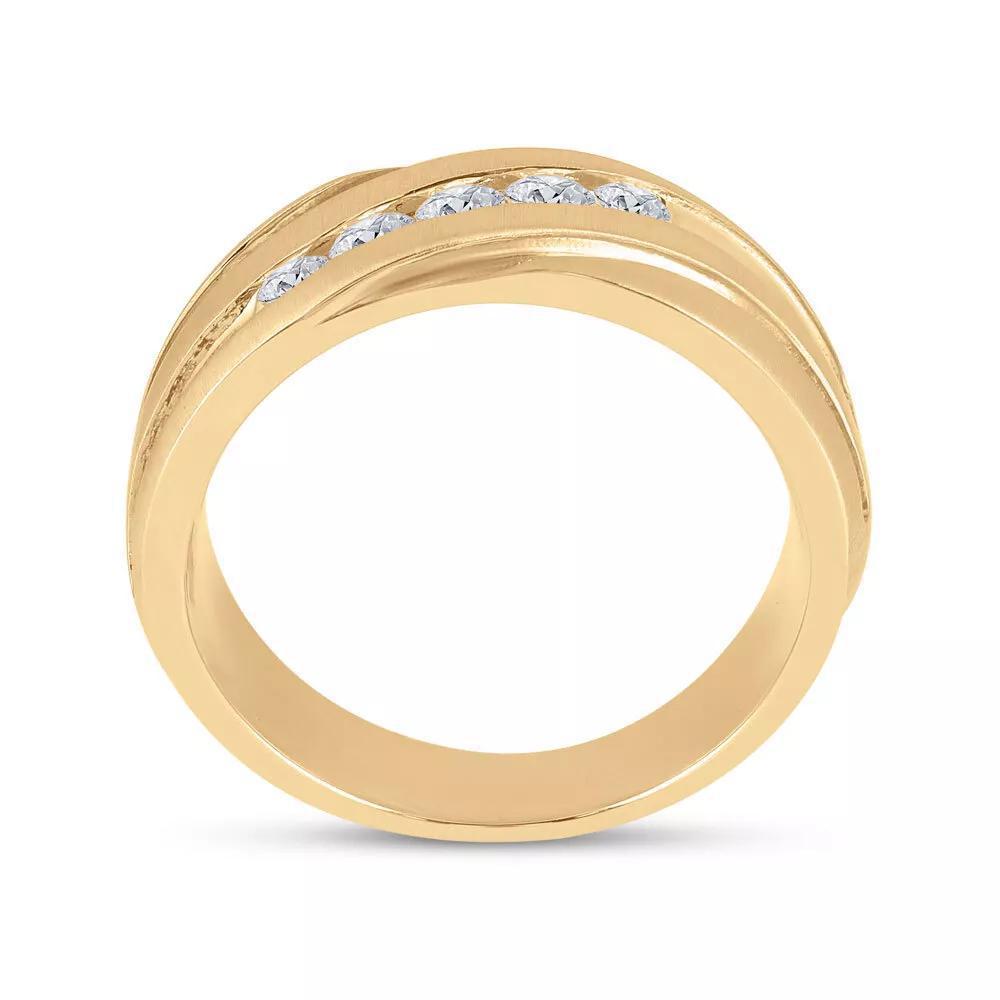 0.50ctw Diamond Mens Wedding Band Ring 10K Yellow Gold