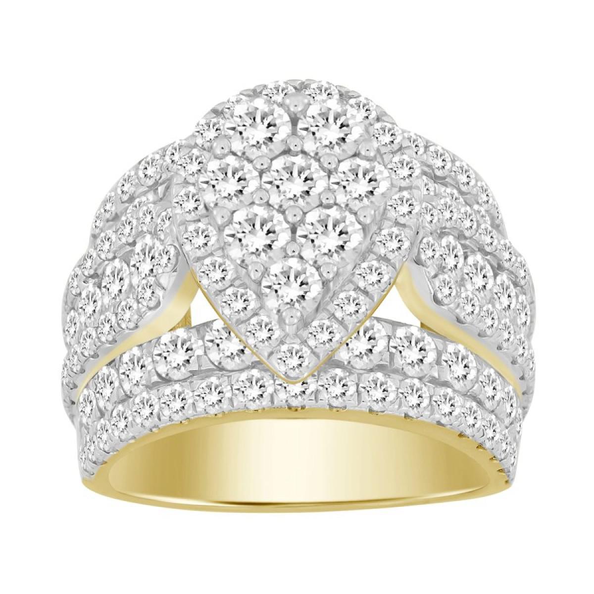 5 Cttw Round Diamond Pear Shape Womens Ring 10k Yellow Gold