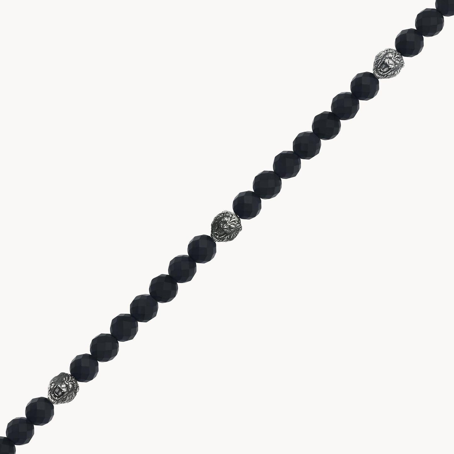 Bulova Marc Anthony Mens Onyx Lion Beaded Bracelet 925 Sterling Silver BVB1161-WSBKOX