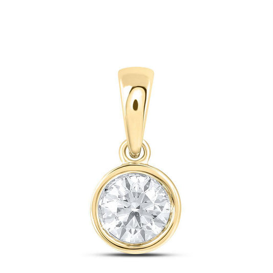 0.41ct Round Diamond Solitaire Pendant Charm 14k Yellow Gold