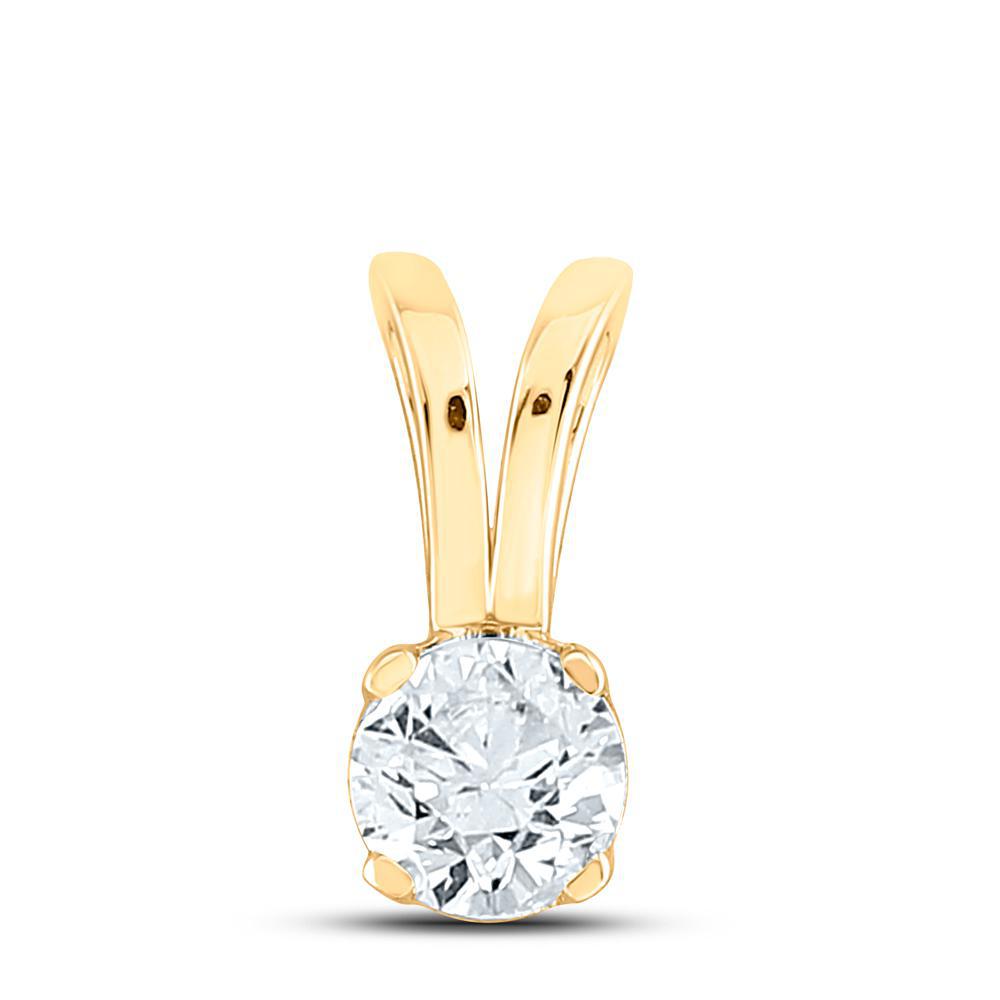 0.50Cttw Diamond Solitaire Round Pendant 14k Yellow Gold Charm