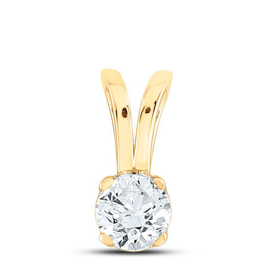 0.50Cttw Diamond Solitaire Round Pendant 14k Yellow Gold Charm