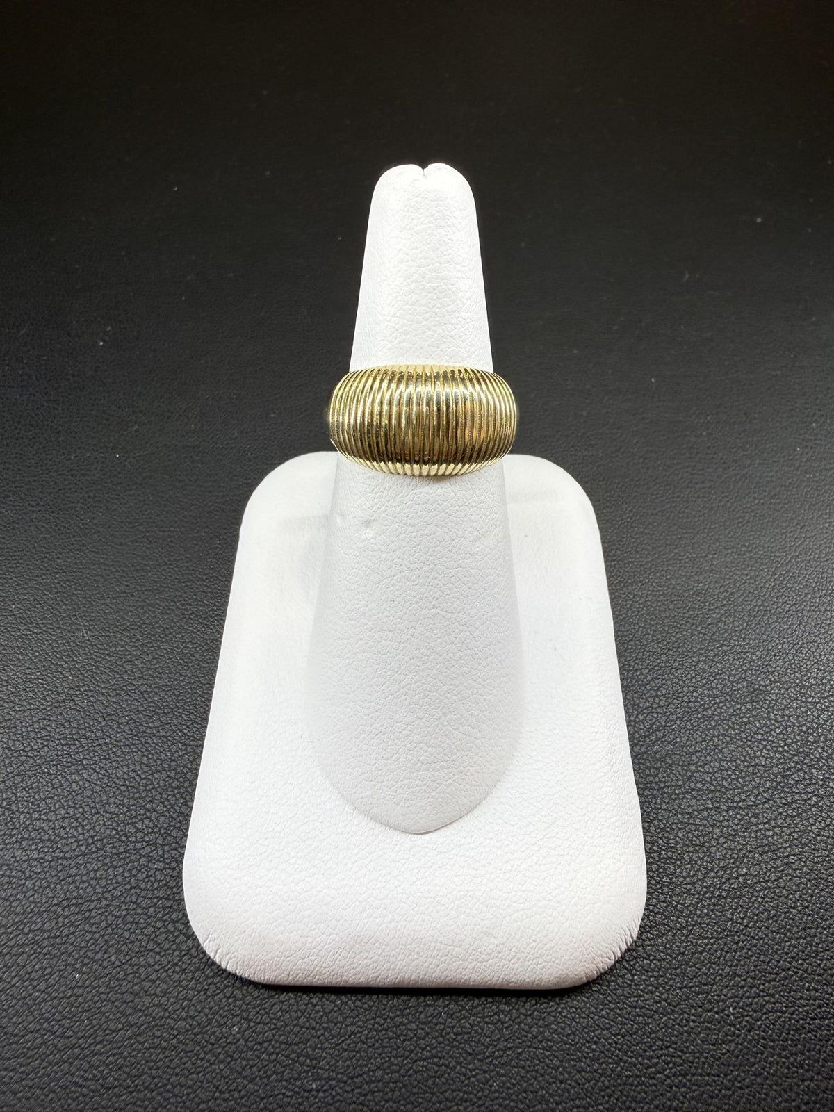 10K Yellow Gold Ribbed Dome Ring