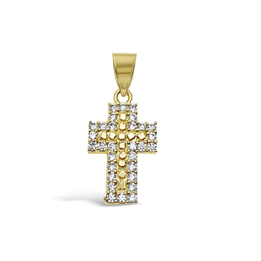 10K Yellow Gold Nugget Cross Pendant