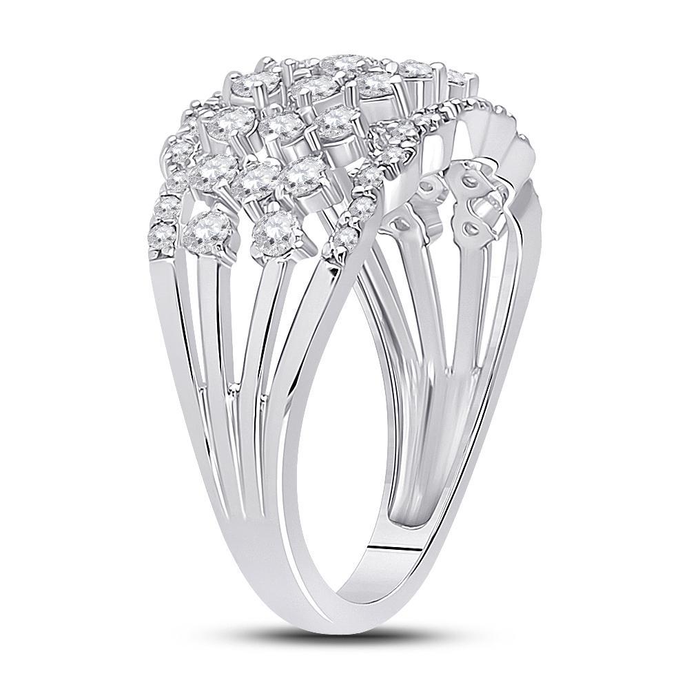 Diamond 0.94ctw 14K White Gold Wide Multi Row Band Ring