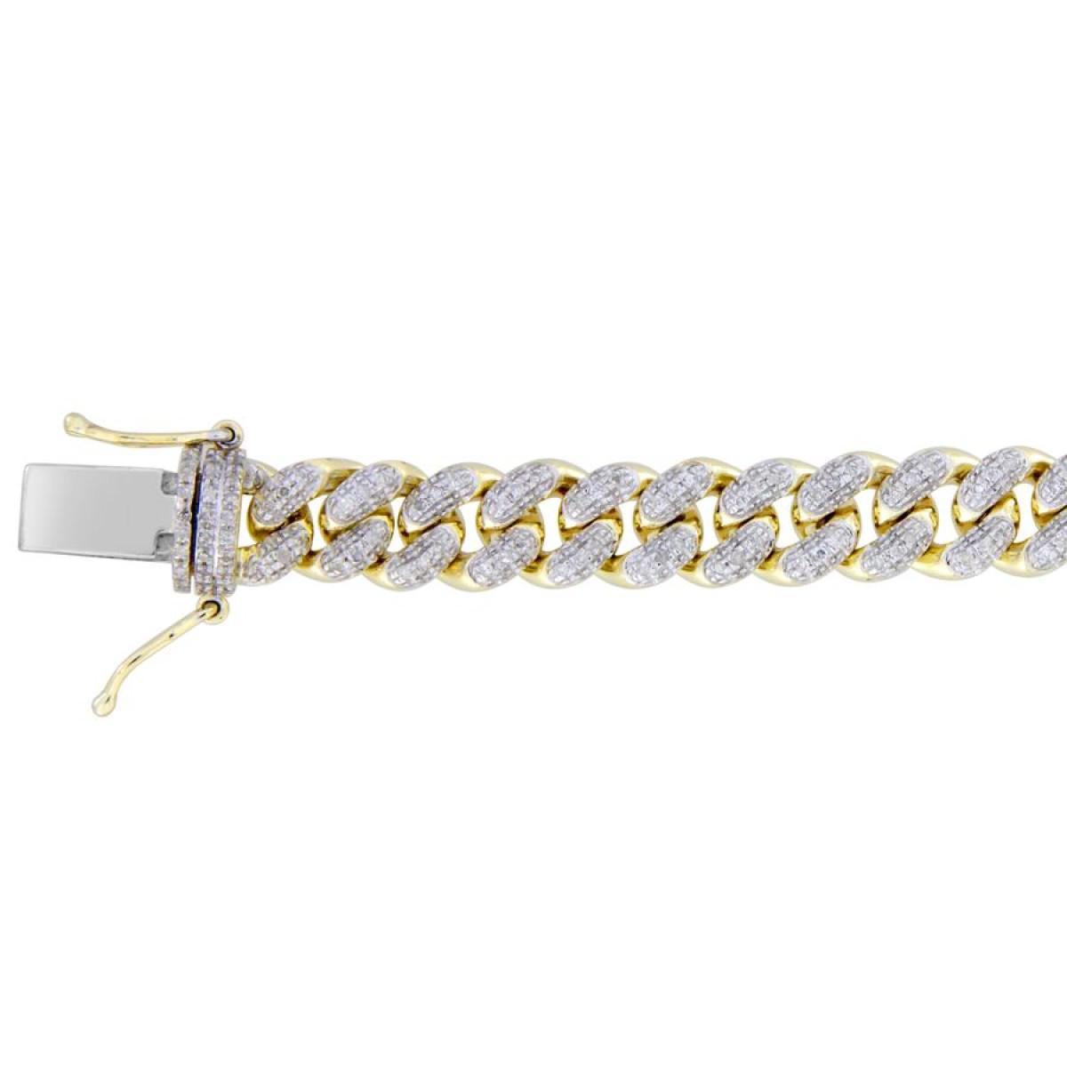 1.30cttw Round Diamond Chain Mens Bracelet 10k Yellow Gold