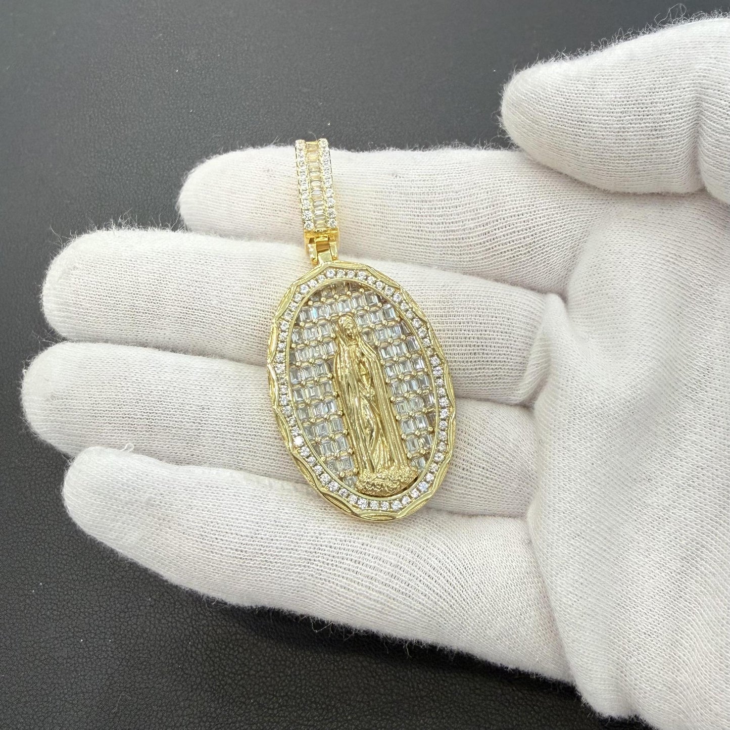 Virgin Mary Pendant Gold Plated 925 Sterling Silver