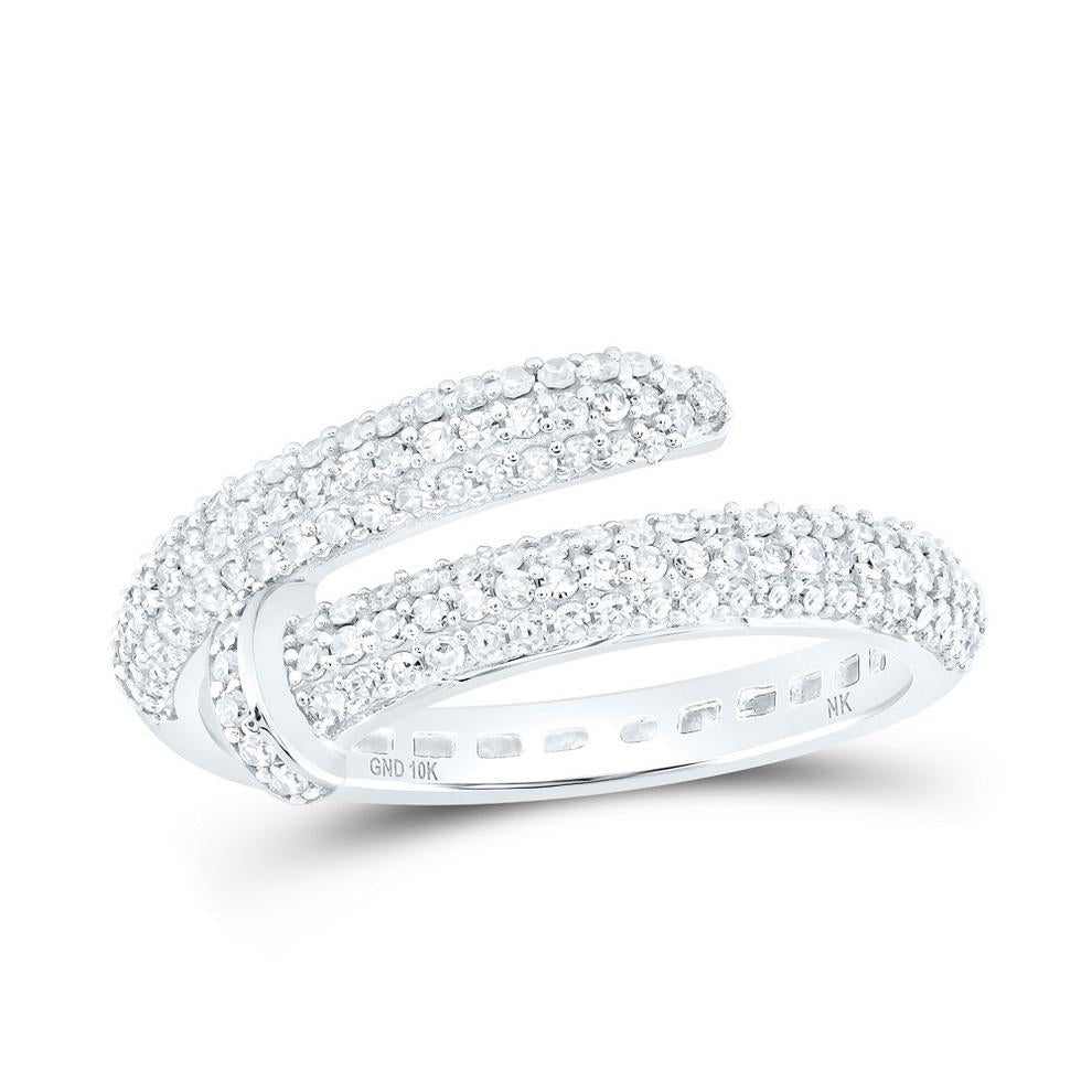 0.50 cttw Round Diamond Bypass Nail Womens Band Ring 10k White Gold