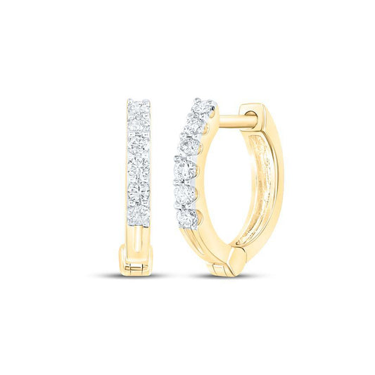 Diamond Huggie Hoop Earrings 10K Yellow Gold