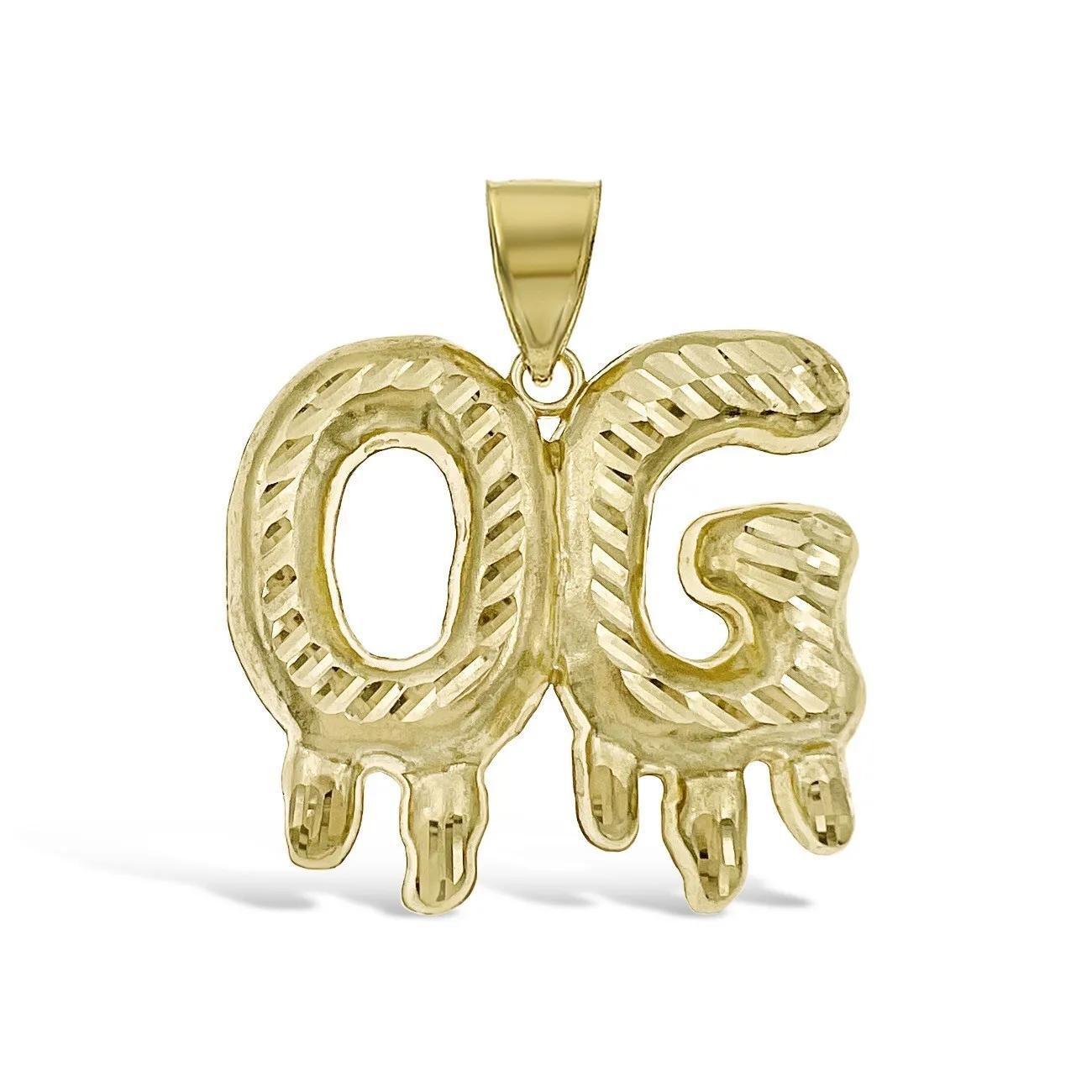 OG Original Gangster Pendant 10k Gold Mens Charm 1.2"