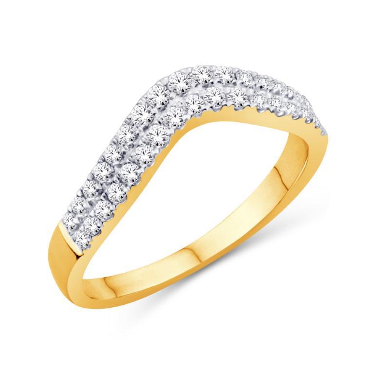 0.33cttw Diamond Wedding V Shaped Band 10k Yellow Gold