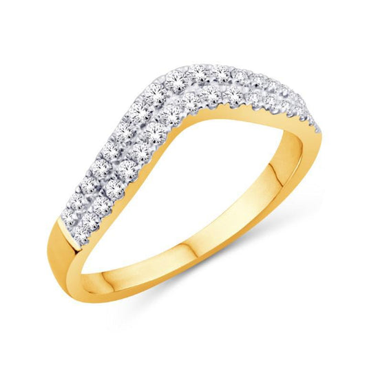 0.33cttw Diamond Wedding Two Row Band 10k Yellow Gold Womens Ring