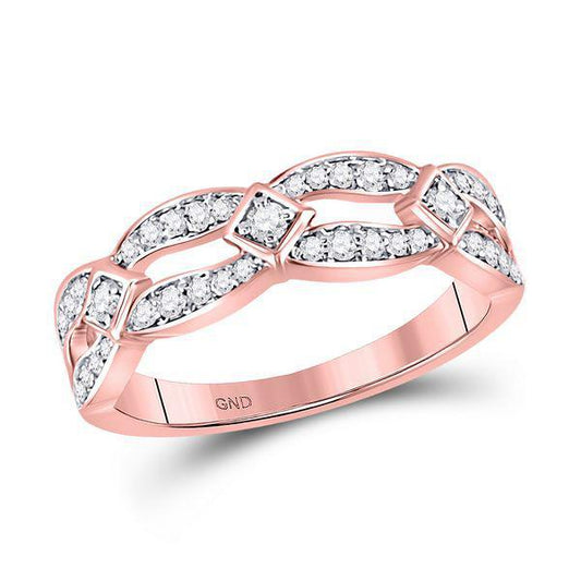 10kt Rose Gold Womens Round Diamond Open Band Ring 1/3 Cttw