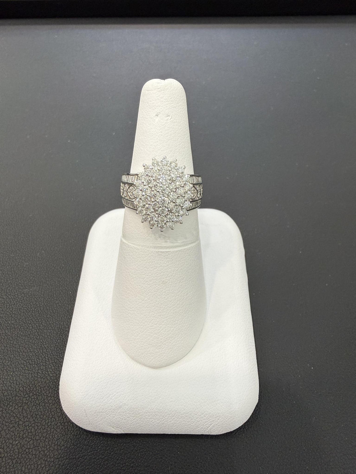 1.50ctw Diamond Oval Cluster Statement Ring 10K White Gold